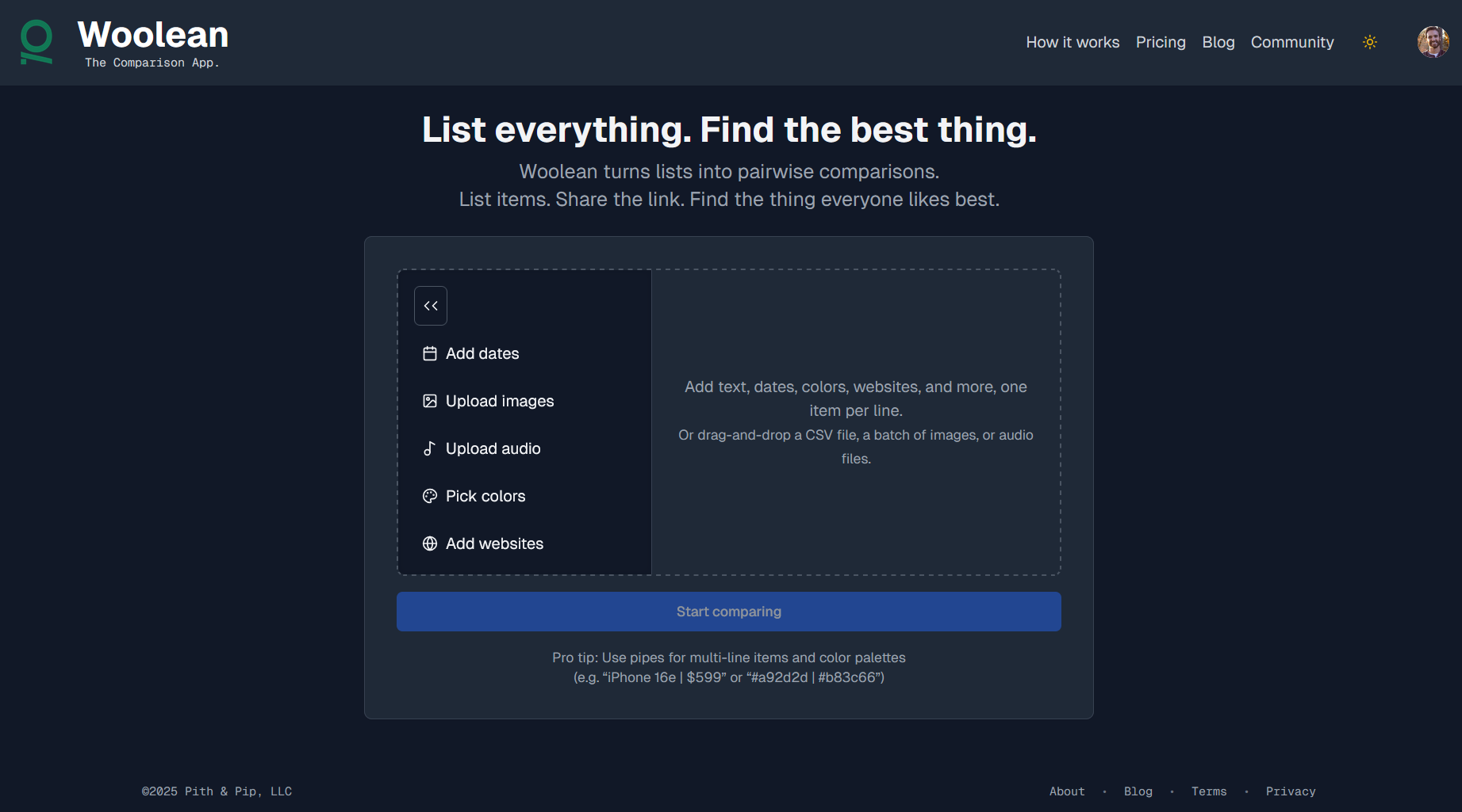 Woolean Pairwise Comparison App