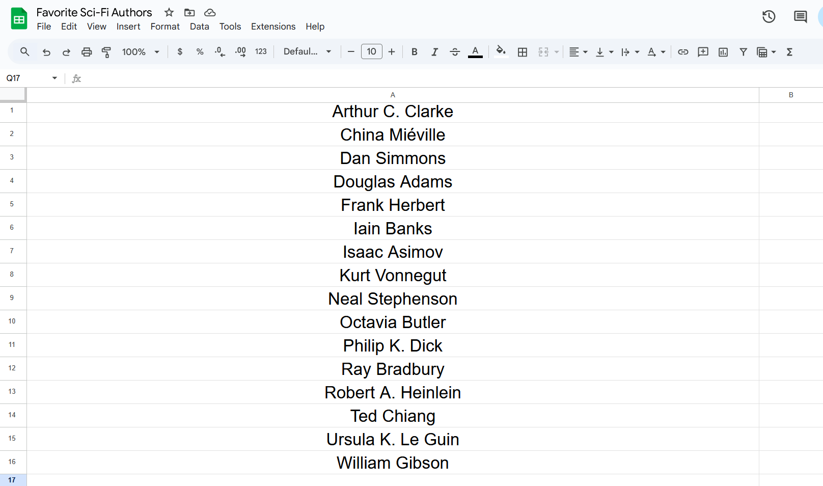 Woolean list of authors